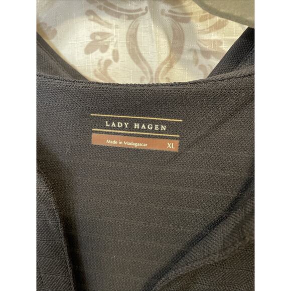 Lady Hagan Polo Short Sleeve Top-Size XL, Black, V-neck-Golf/Pickleball/Tennis - Picture 2 of 4